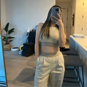 FOG essentials tank top &Beige Twill Relaxed Lounge Pants Set